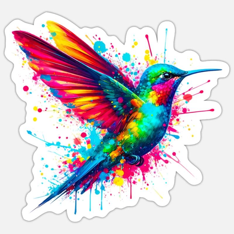 Colibri - Sticker taille S (10 x 10 cm) - blanc mat
