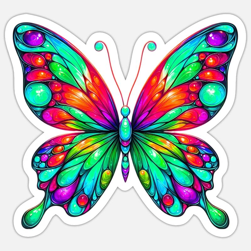 Papillon - Sticker taille S (10 x 10 cm) - blanc mat