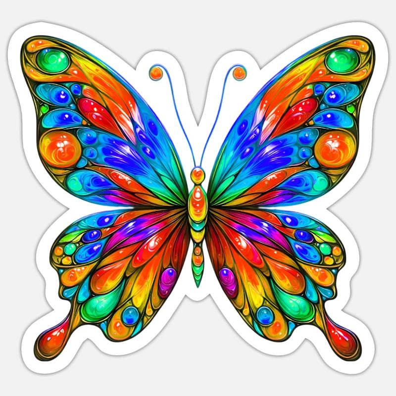 Papillon - Sticker taille S (10 x 10 cm) - blanc mat