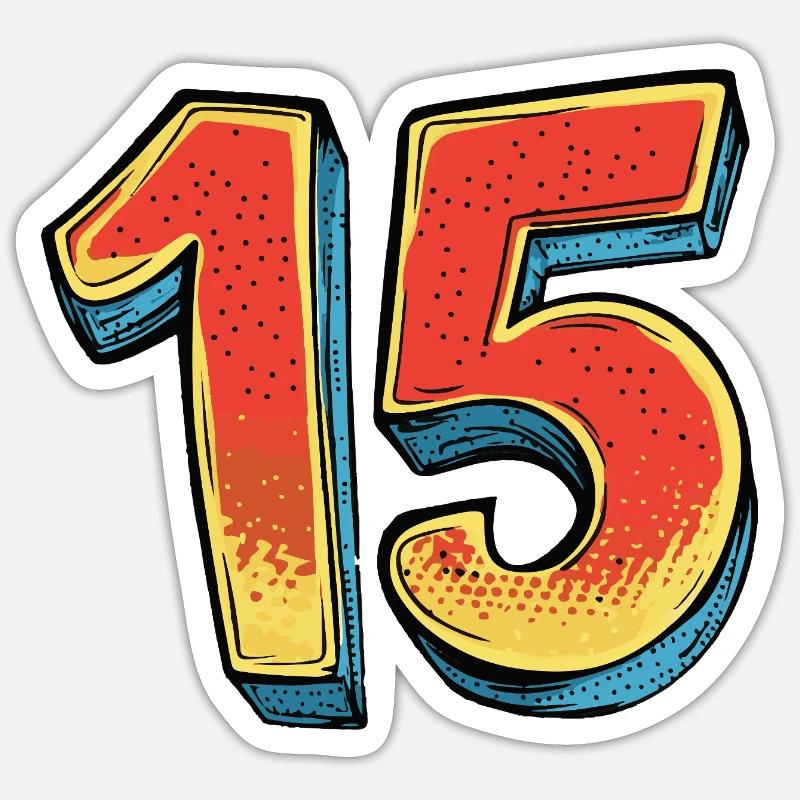 15 Symbole numérique - Sticker taille S (10 x 10 cm) - blanc mat