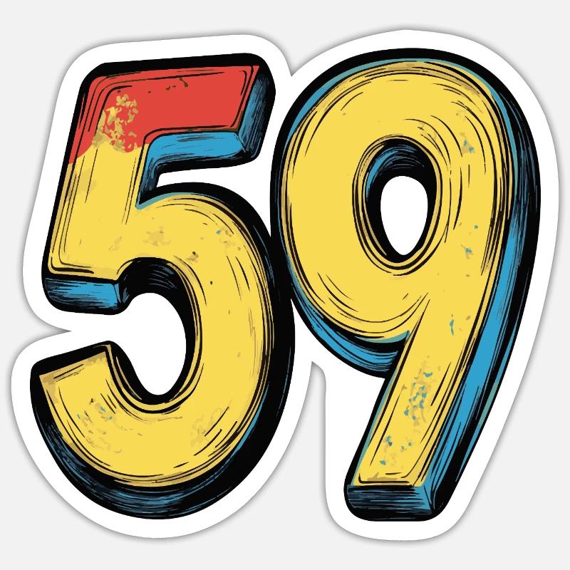 59 Symbole numérique - Sticker taille S (10 x 10 cm) - blanc mat