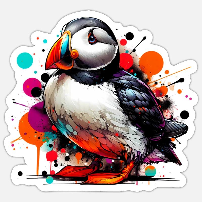 Macareux - Sticker taille S (10 x 10 cm) - blanc mat