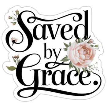 Sauvé par la grâce - Sticker taille S (10 x 10 cm) - blanc mat - Devant