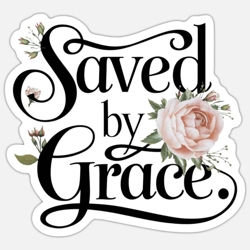 Gerettet durch Gnade Sticker Größe S (10 x 10 cm)