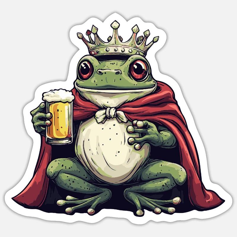 Frosch Bier Lustig - Sticker Größe S (10 x 10 cm) - Mattweiß