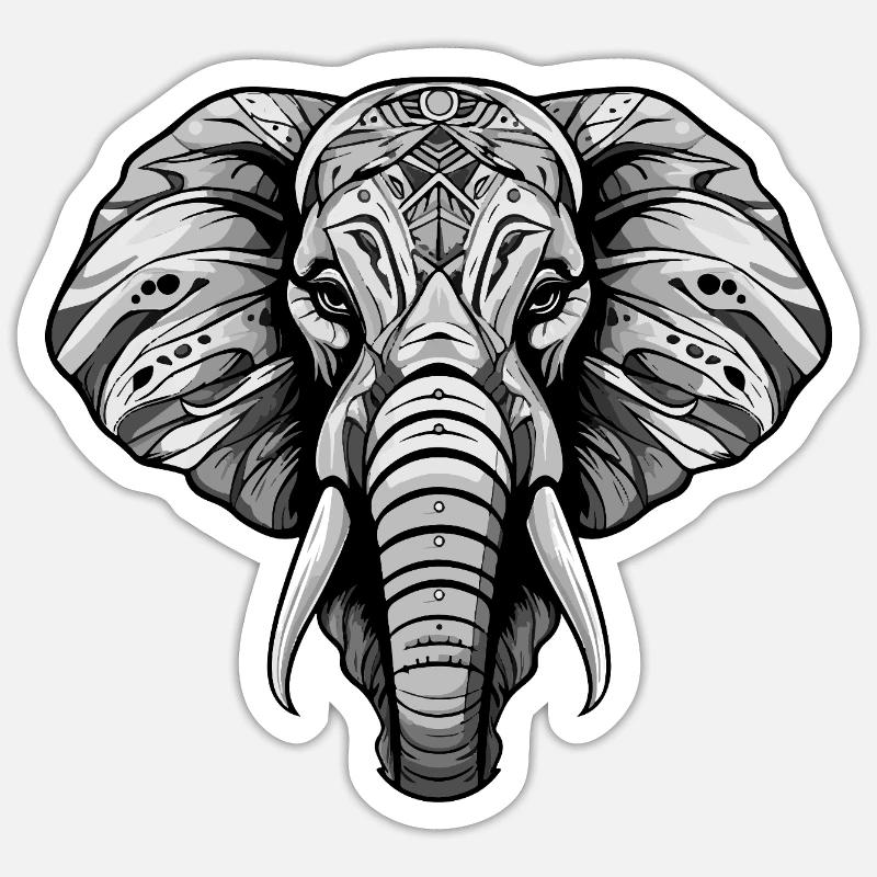 Elephant Head - Sticker size S (10 x 10 cm) - white matte