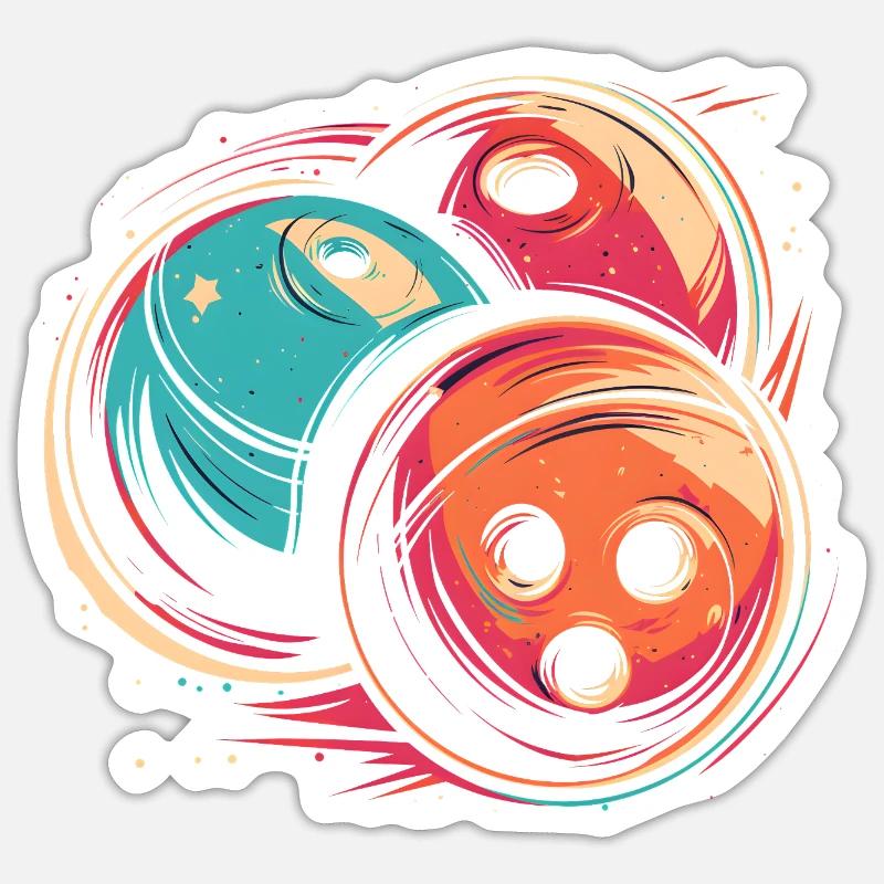 Bowlingkugeln Synthwave - Sticker Größe S (10 x 10 cm) - Mattweiß
