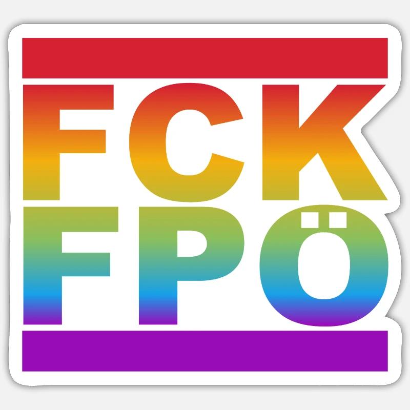 FCK FPÖ - LGBTQ Regenbogenfarben Sticker Größe S (10 x 10 cm)