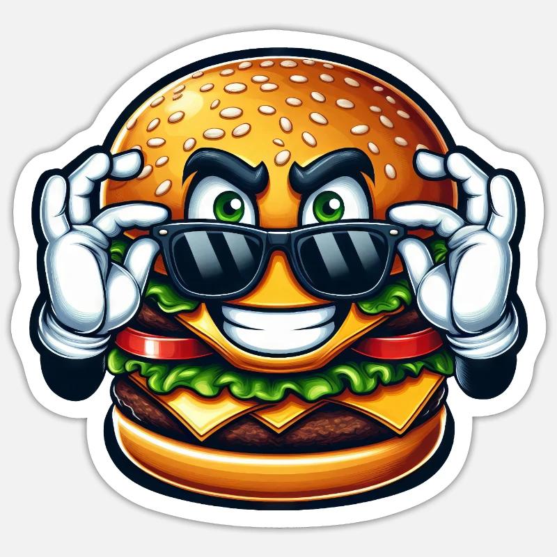 Cool burger Comic Amateur de restauration rapide Sticker taille S (10 x 10 cm)