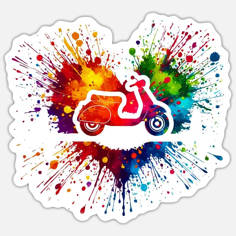 Roller Herzschlag Farbspritzer - Sticker Größe S (10 x 10 cm) - Mattweiß
