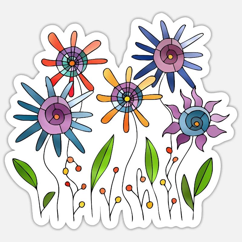 Fleur - Sticker taille S (10 x 10 cm) - blanc mat