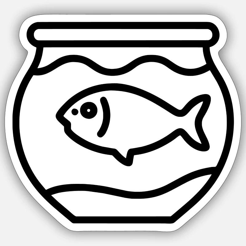Icône de contour de poisson - Conception de pêche simple Sticker taille S (10 x 10 cm)