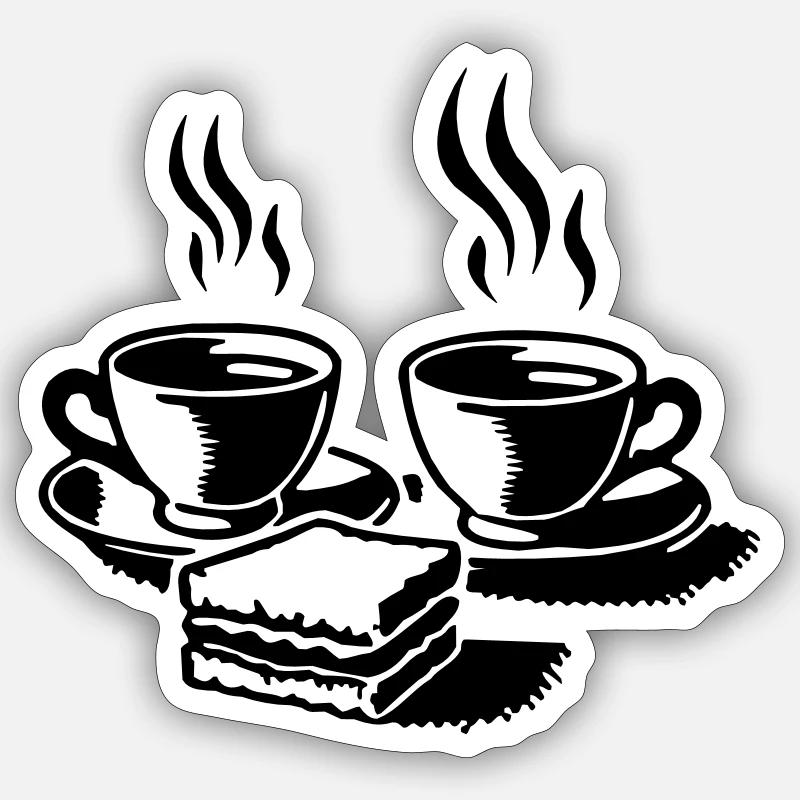 Kaffee Pause - Sticker Größe S (10 x 10 cm) - Mattweiß