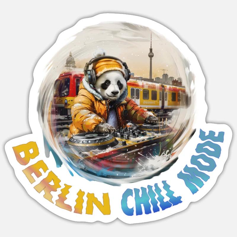 Berlin Chill Modus! – Cooles Berlin Panda Souvenir - Sticker Größe S (10 x 10 cm) - Mattweiß