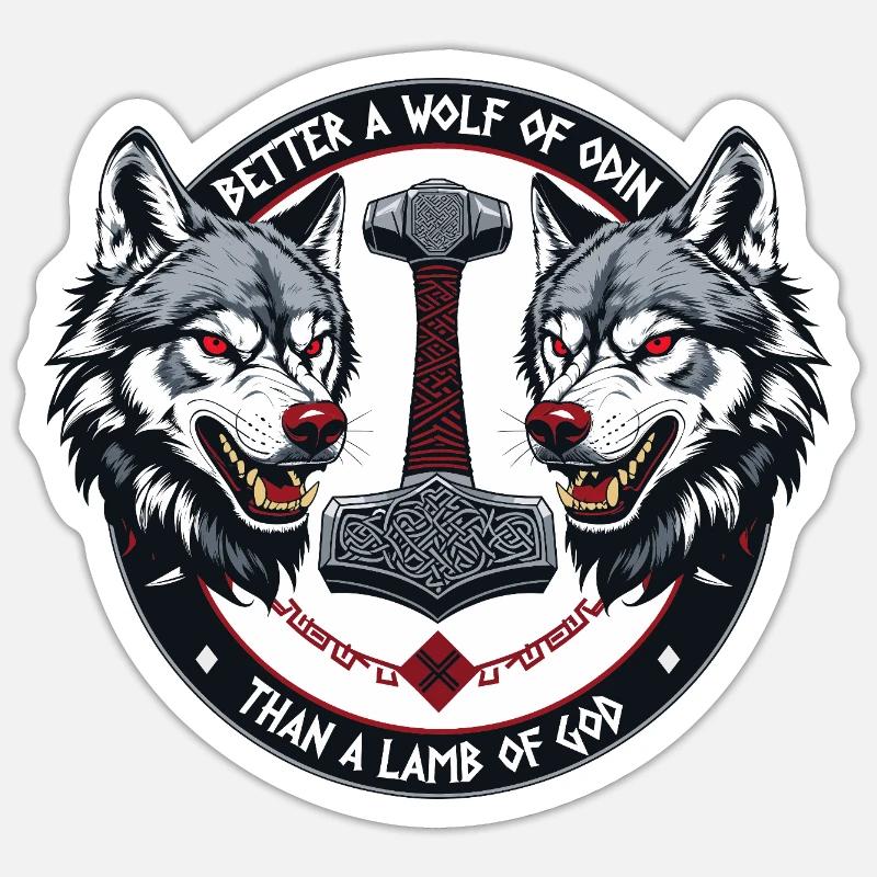 Lieber ein Wolf Odins als ein Lamm Gottes - Sticker Größe S (10 x 10 cm) - Mattweiß