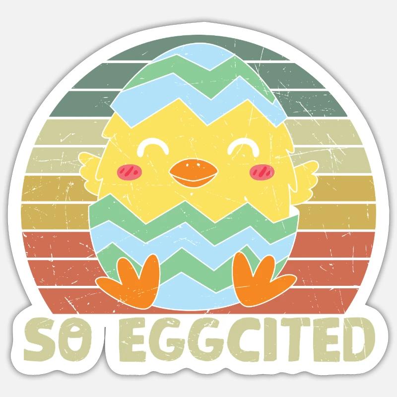 So Eggcited - Sticker Größe S (10 x 10 cm) - Mattweiß