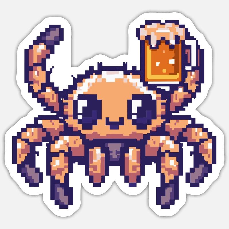 Tarantula Pixel Beer - Sticker size S (10 x 10 cm) - white matte