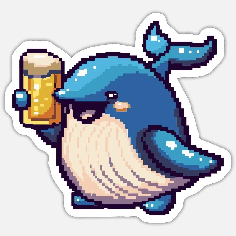 Whale Pixel Beer - Sticker size S (10 x 10 cm) - white matte