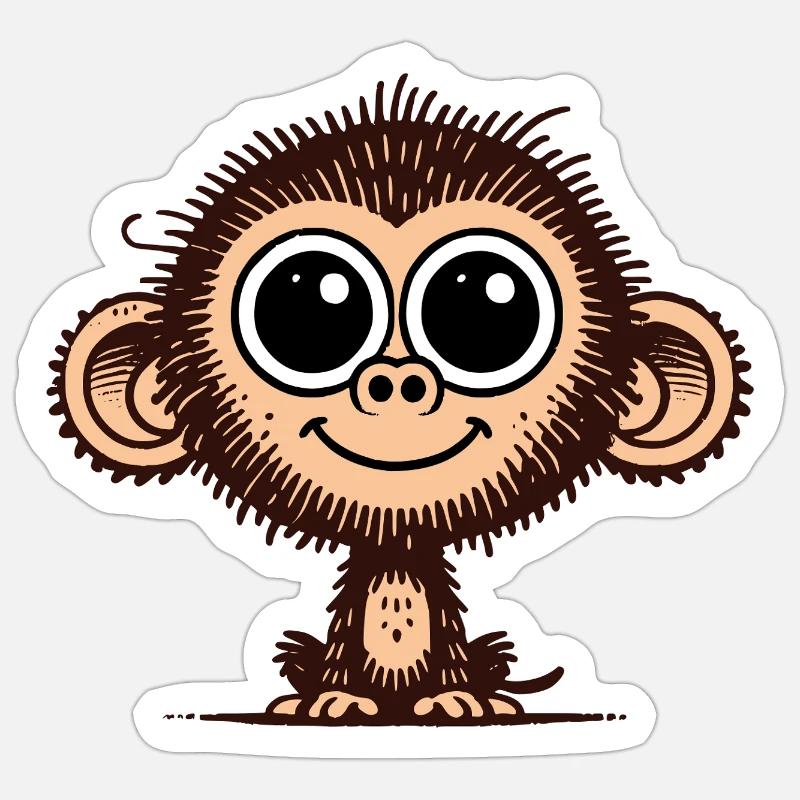 Singe mignon - Sticker taille S (10 x 10 cm) - blanc mat
