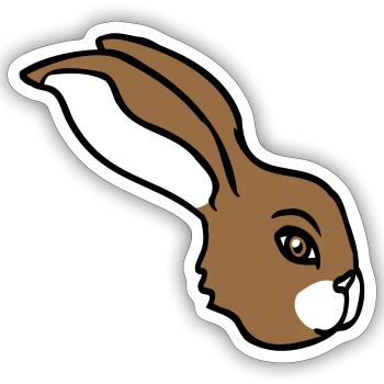 Bunny face peeking sideways profile side view - Sticker size S (10 x 10 cm) - white matte - Front