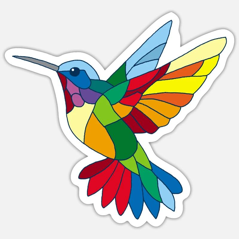Colibri multicolore Sticker taille S (10 x 10 cm)