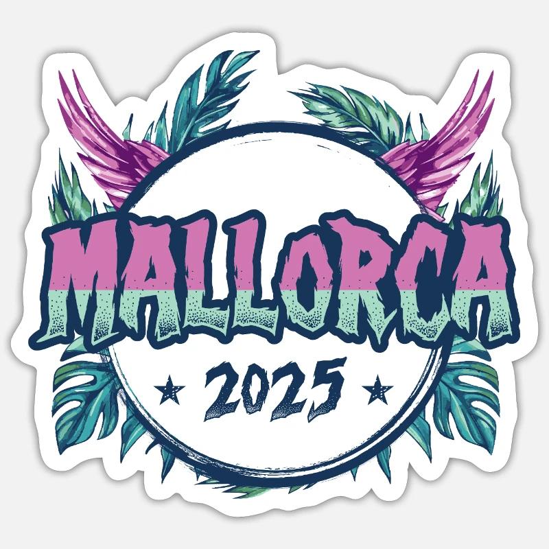 Mallorca 2025 Urlaub - Sticker Größe S (10 x 10 cm) - Mattweiß