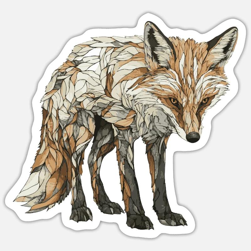 Renard - Sticker taille S (10 x 10 cm) - blanc mat
