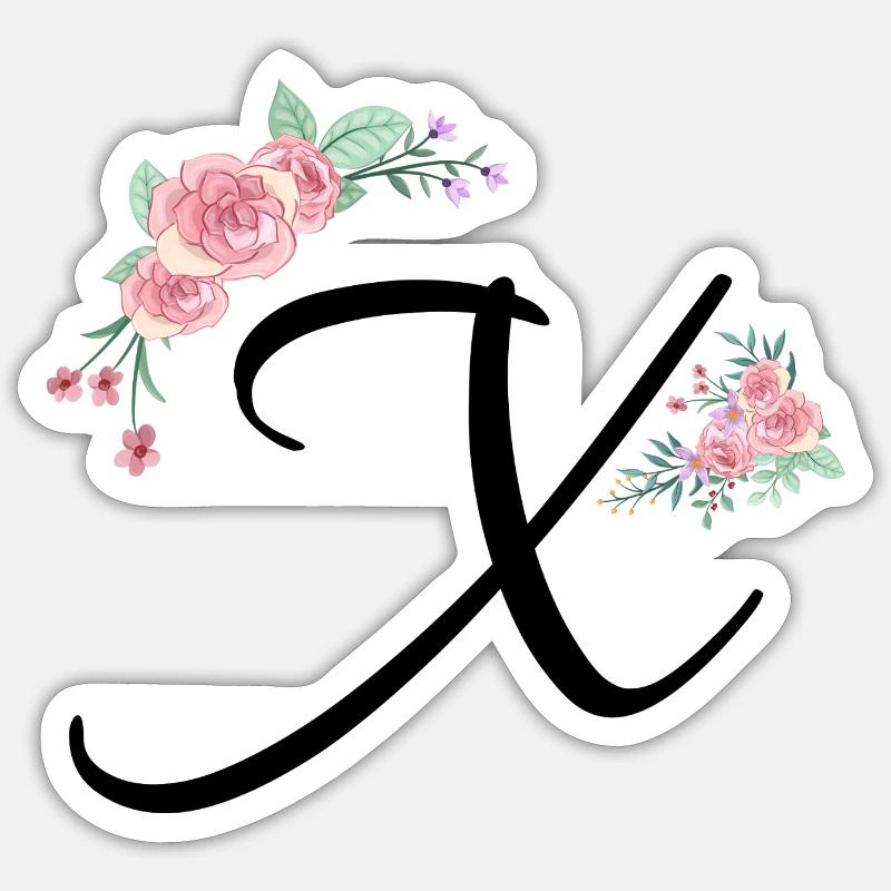 Lettre x fleurs - Sticker taille S (10 x 10 cm) - blanc mat