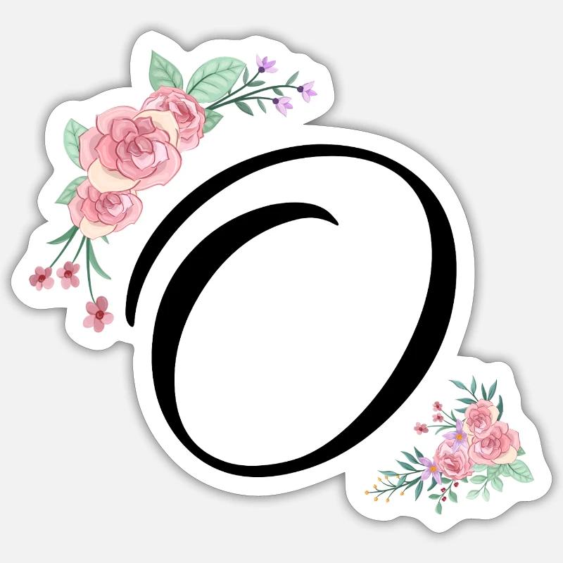 Letter o fleurs - Sticker taille S (10 x 10 cm) - blanc mat