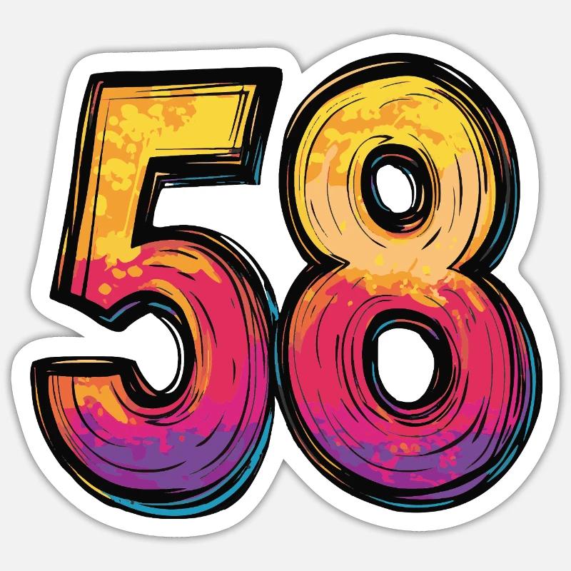 58 Number Comic - Sticker size S (10 x 10 cm) - white matte