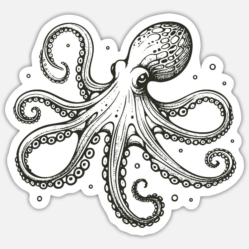 Octopus - Sticker size S (10 x 10 cm) - white matte