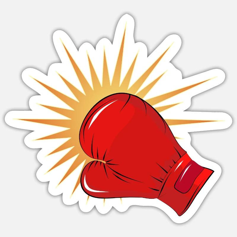 Roter Boxhandschuh mit Schlag-Effekt - Sticker Größe S (10 x 10 cm) - Mattweiß