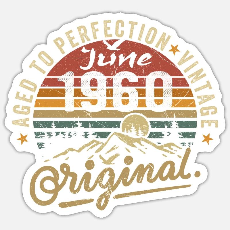 Geburtstag Juni 1960 Juni 1960 June 1960 - Sticker Größe S (10 x 10 cm) - Mattweiß