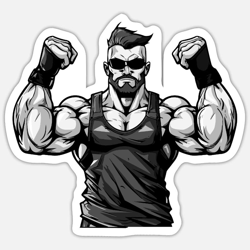 Muscle training - Sticker size S (10 x 10 cm) - white matte