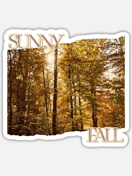 Sunny Fall - Herbstsonne im Wald - Sticker Größe S (10 x 10 cm) - Mattweiß