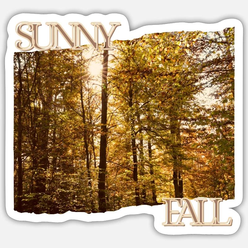 Sunny Fall - Herbstsonne im Wald - Sticker Größe S (10 x 10 cm) - Mattweiß