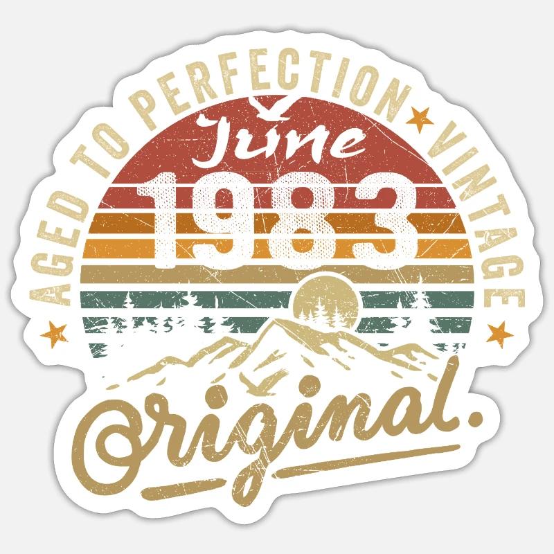Geburtstag Juni 1983 Juni 1983 June 1983 - Sticker Größe S (10 x 10 cm) - Mattweiß