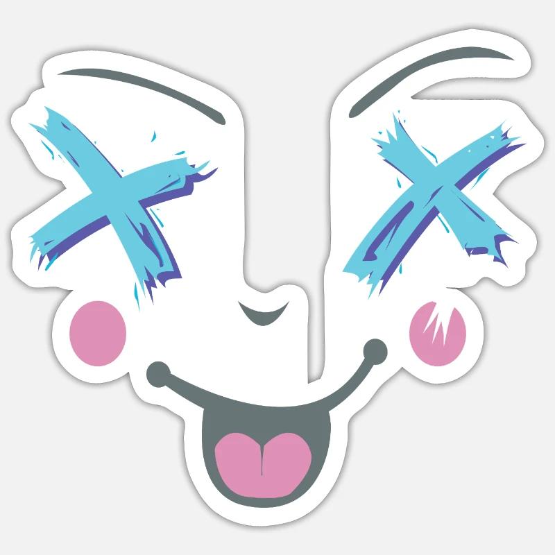 Visage rire drôle - Sticker taille S (10 x 10 cm) - blanc mat