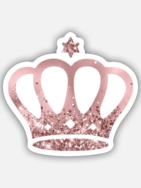 Krone, chic, rose-gold personalisierbar - Sticker Größe S (10 x 10 cm) - Mattweiß