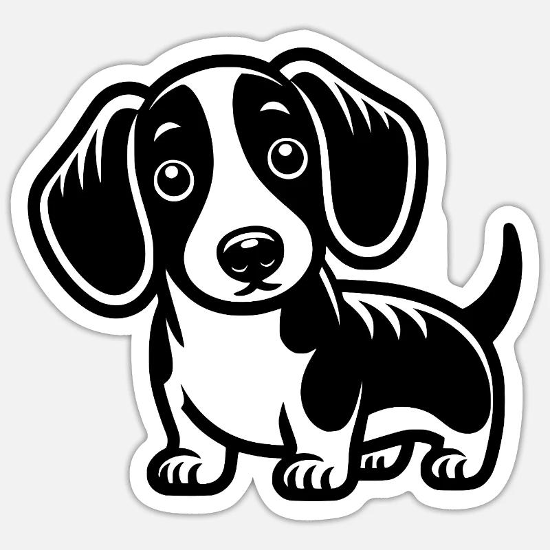 Teckel - Sticker taille S (10 x 10 cm) - blanc mat