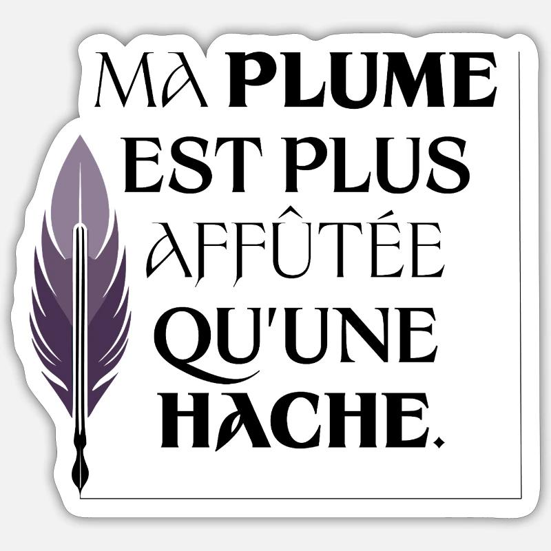 Plume affûtée - Sticker taille S (10 x 10 cm) - blanc mat