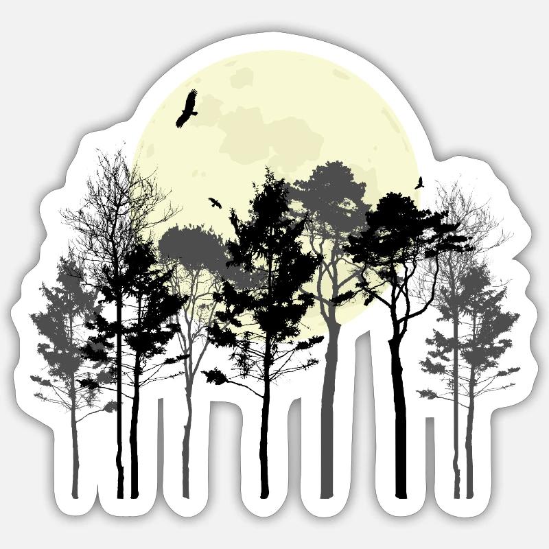 Himmlischer Wald Silhouette Design Sticker Größe S (10 x 10 cm)