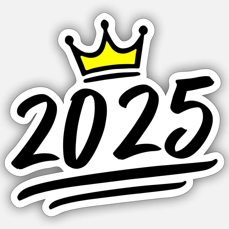 Couronne 2025 - Sticker taille S (10 x 10 cm) - blanc mat