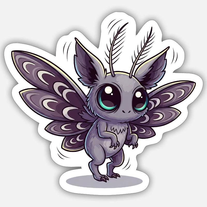 kryptider Mottenmann - Sticker Größe S (10 x 10 cm) - Mattweiß