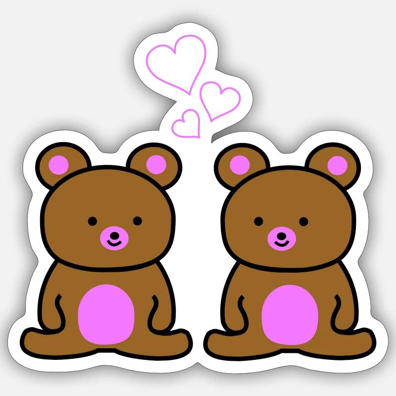 Teddy Love 1 - Sticker taille S (10 x 10 cm) - blanc mat