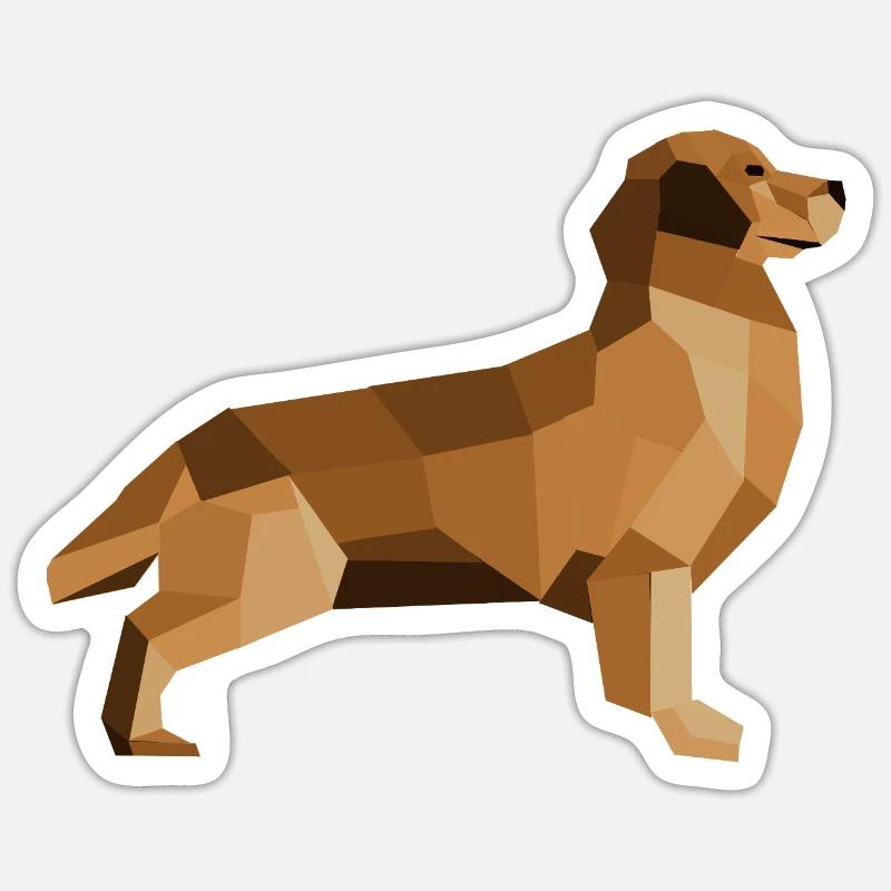 Golden Retriever Low Poly – treu und modern - Sticker Größe S (10 x 10 cm) - Mattweiß