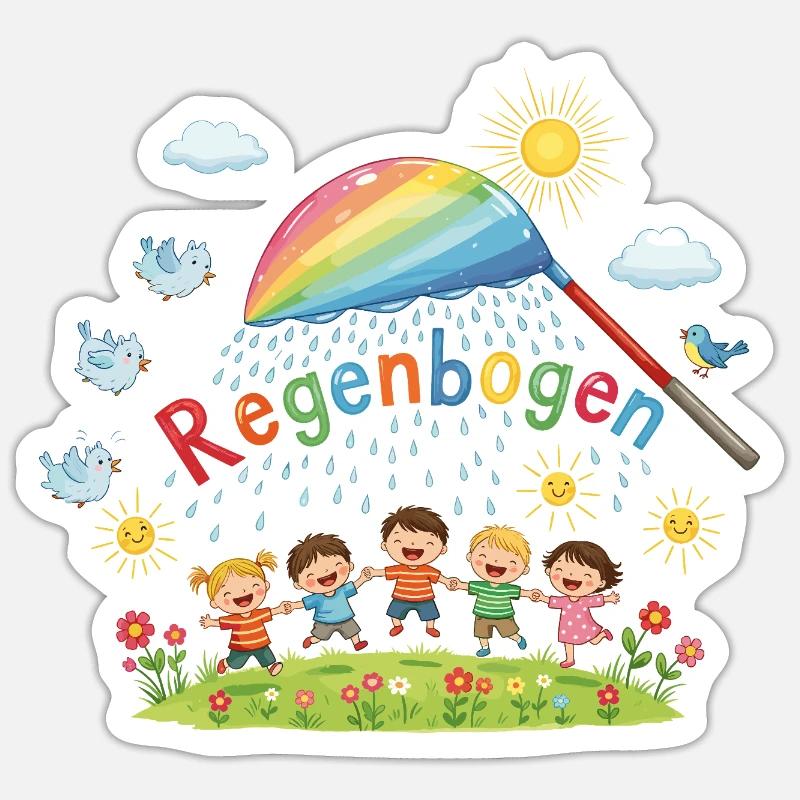 Rainbow Kids Joy - Sticker size S (10 x 10 cm) - white matte