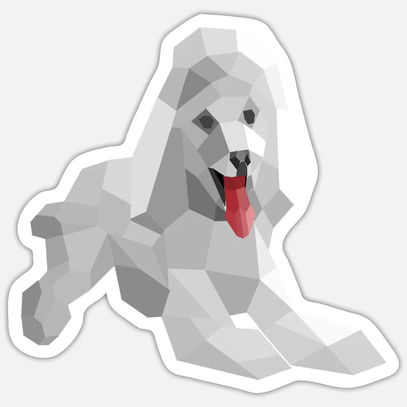 Caniche low poly élégant Sticker taille S (10 x 10 cm)
