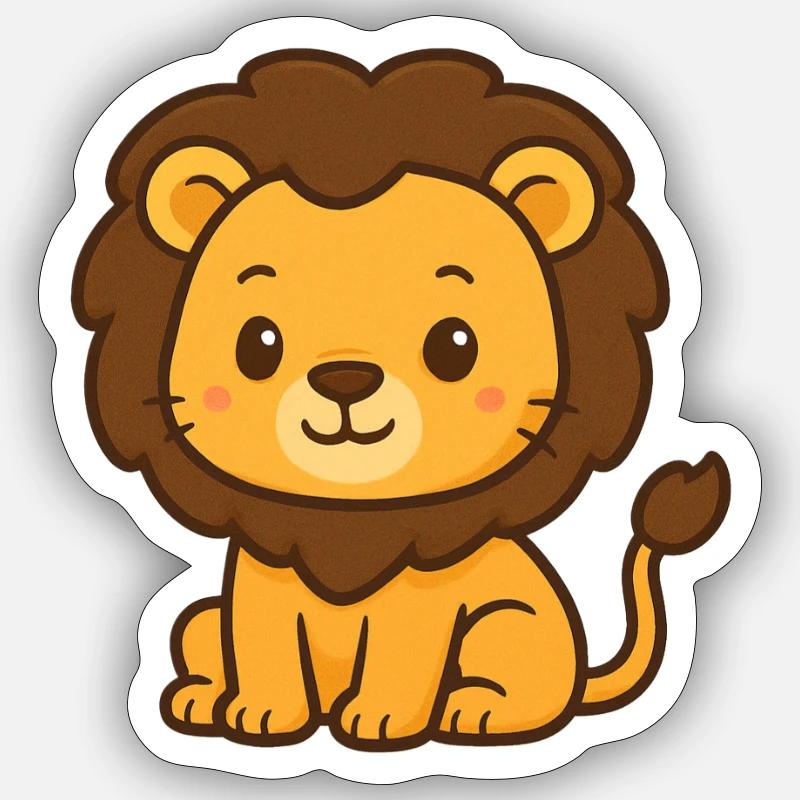 Lion mignon - Sticker taille S (10 x 10 cm) - blanc mat
