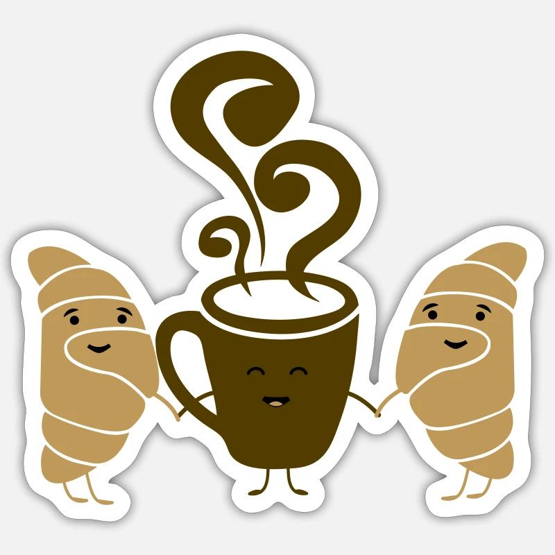 Croissant Café - Sticker taille S (10 x 10 cm) - blanc mat